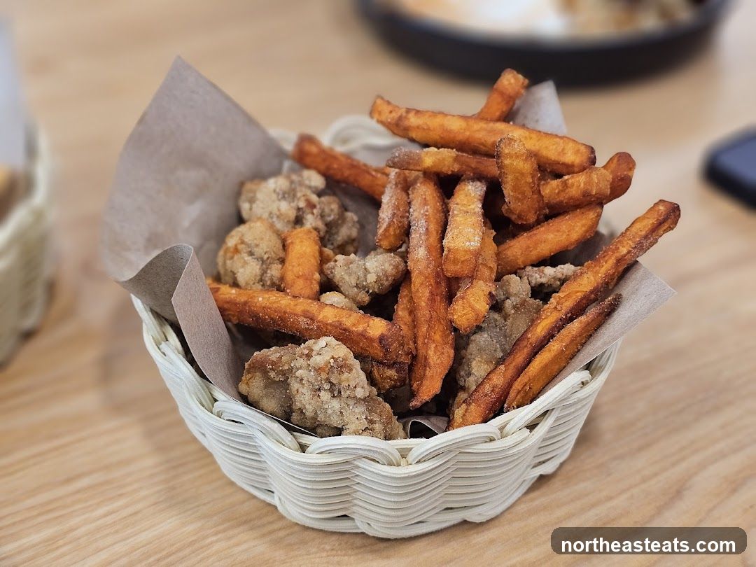 Sweet Potato Fries and Fried Chicken Bites