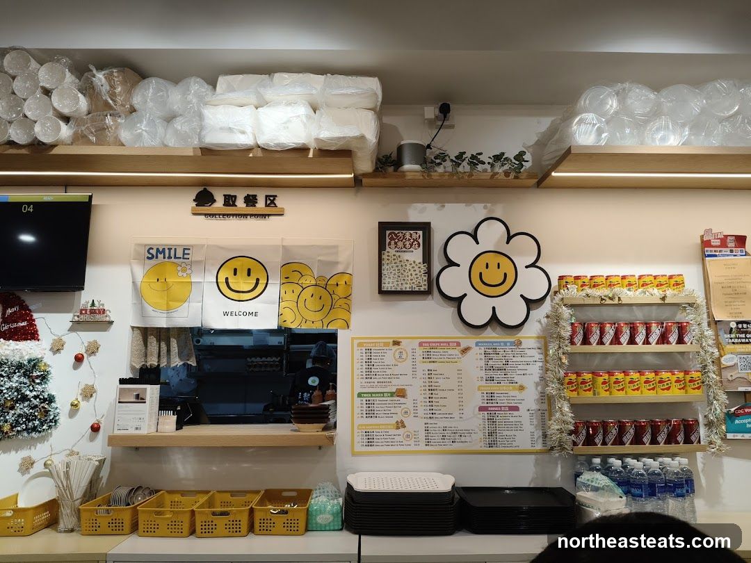 Food establishment with smiley face decor