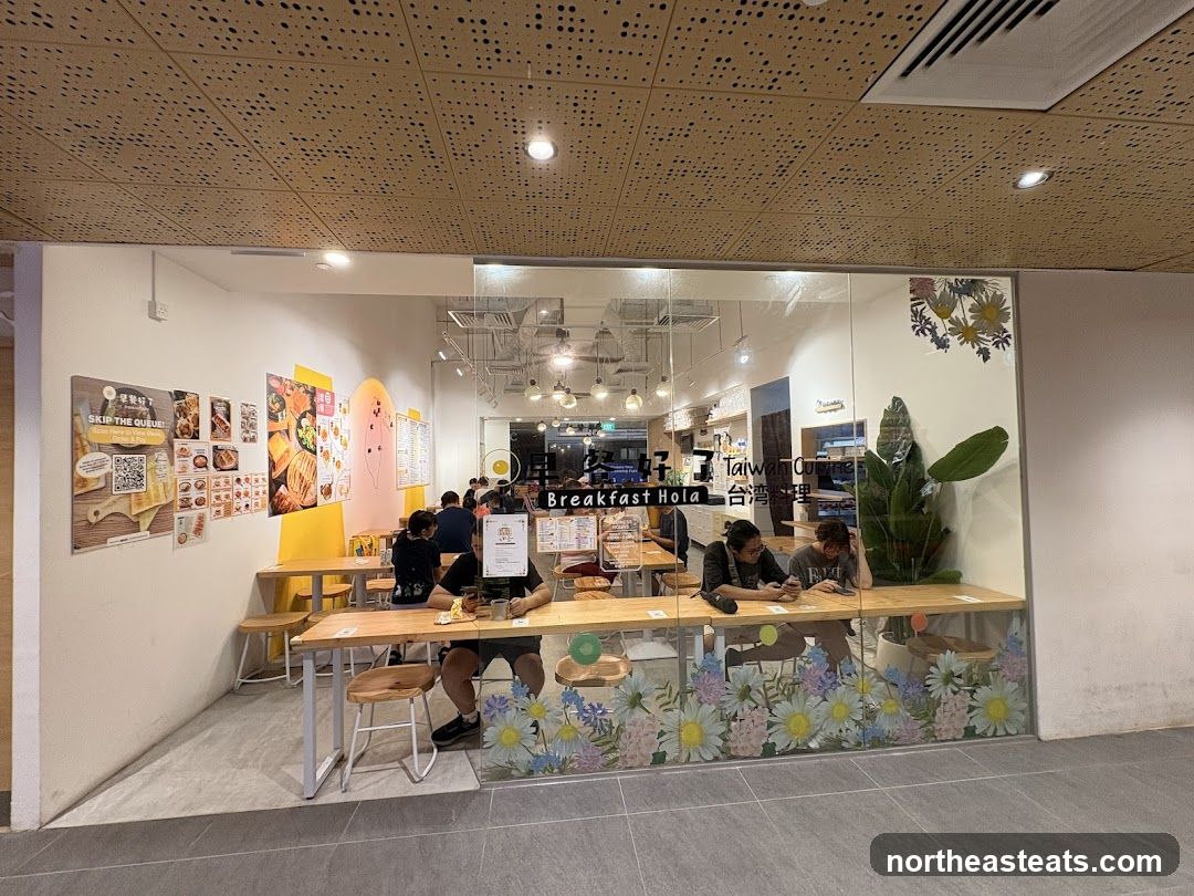 Interior of a cafe with customers