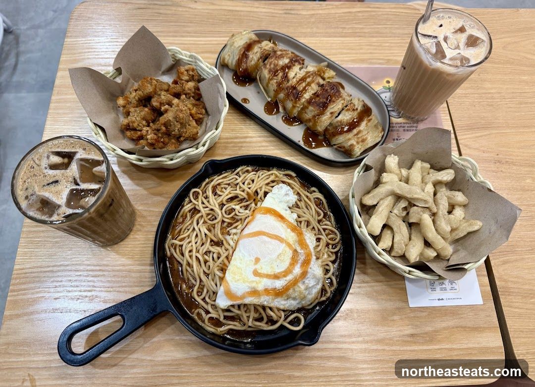 Table with food and drinks