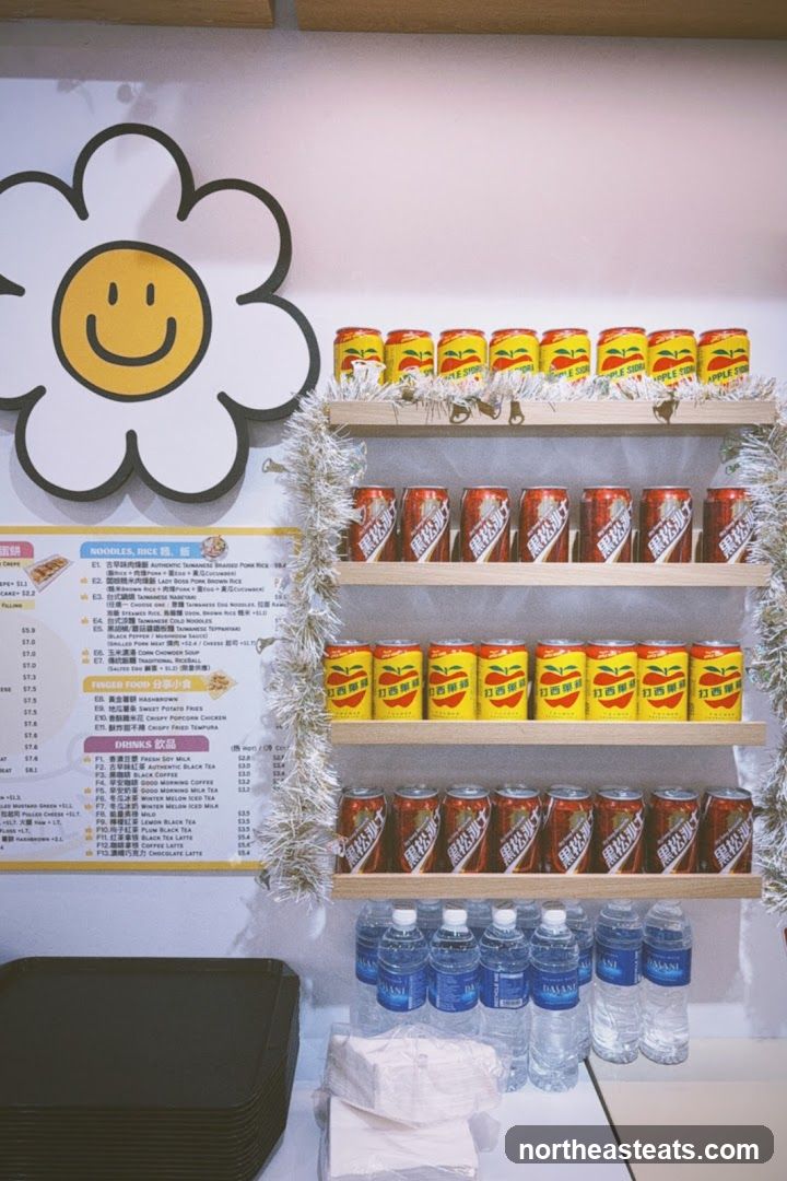 Beverage and Food Menu with Canned Drinks