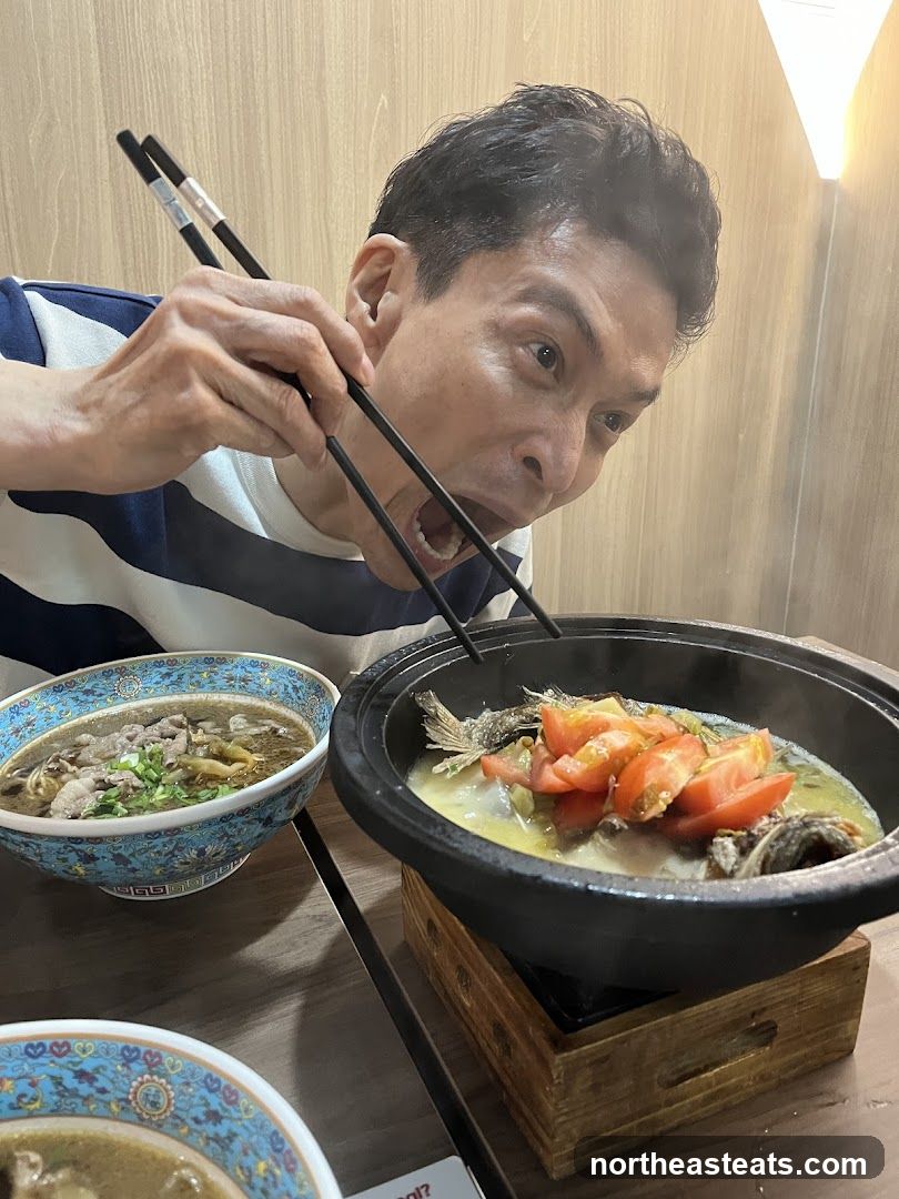 Man eating soup