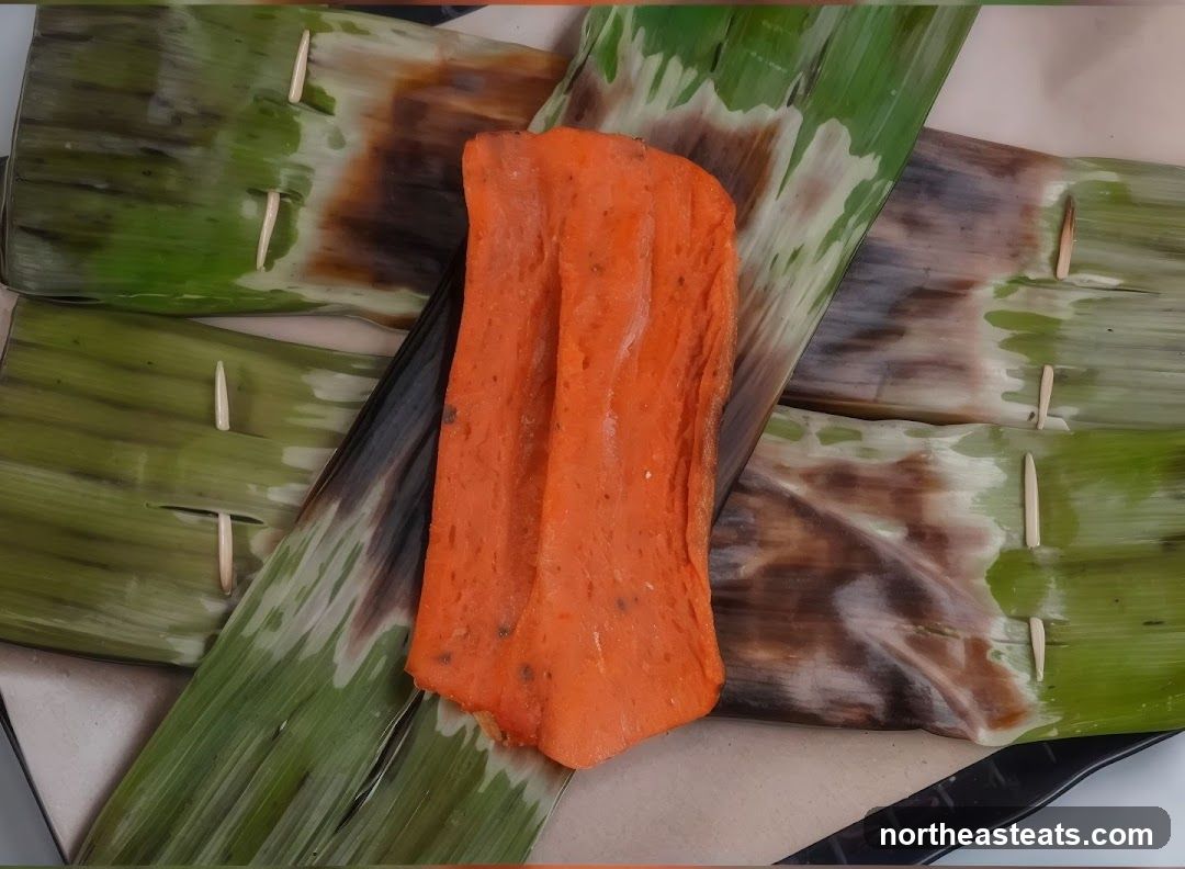 Food wrapped in banana leaves