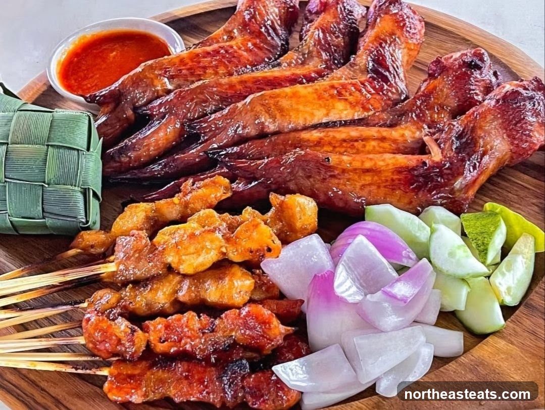 Grilled Chicken Wings and Satay Platter