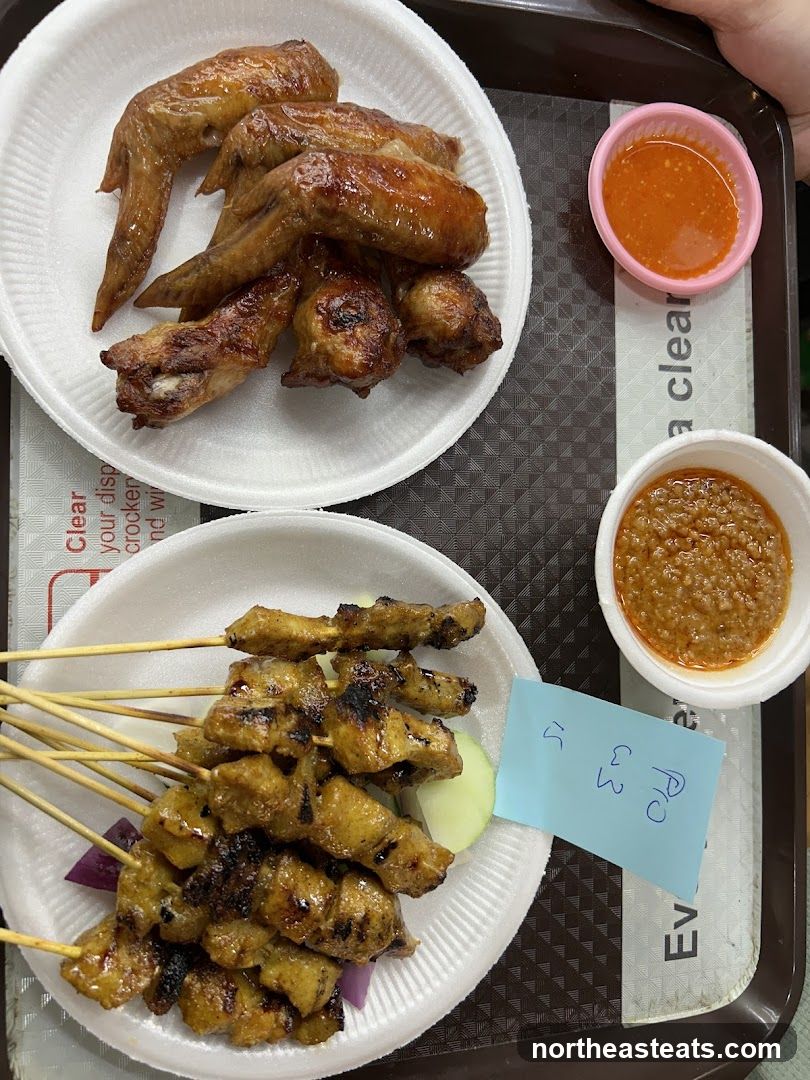 Chicken Wings and Satay Skewers with Dips