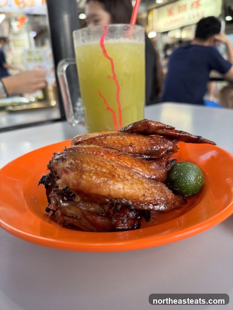 Grilled Chicken Wings and Drink