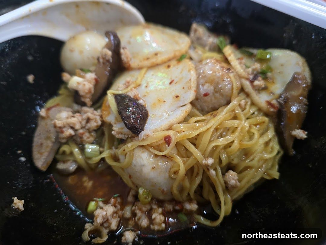 Noodles with Meatballs and Mushrooms