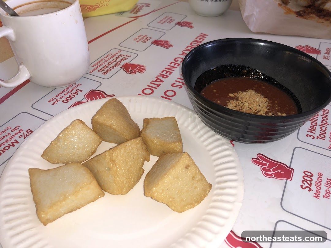 Fried Tofu with Sauce and Coffee