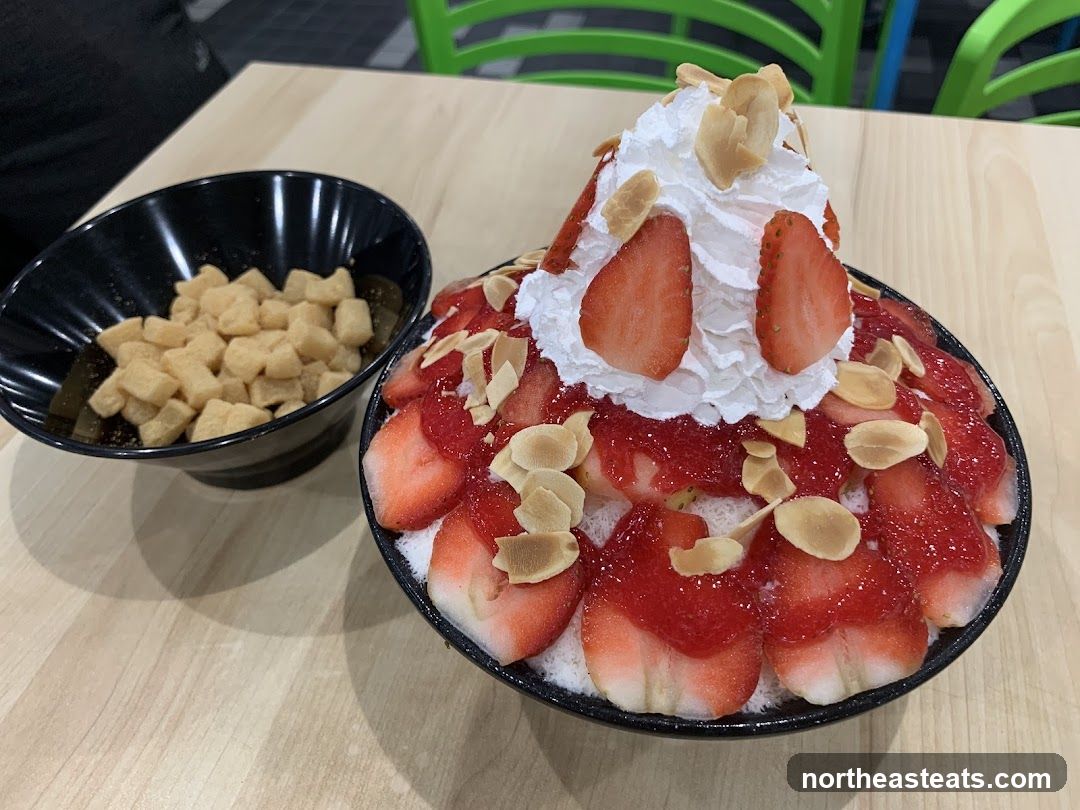 Strawberry Bingsu with Side of Mochi