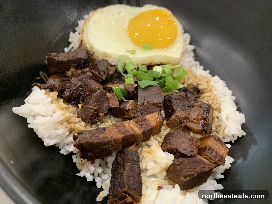 Braised Beef with Rice and Fried Egg