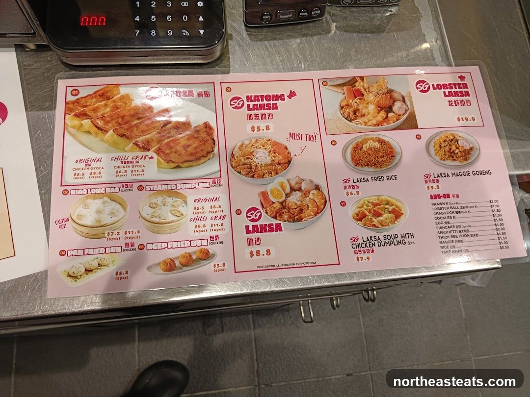 SG Laksa Menu