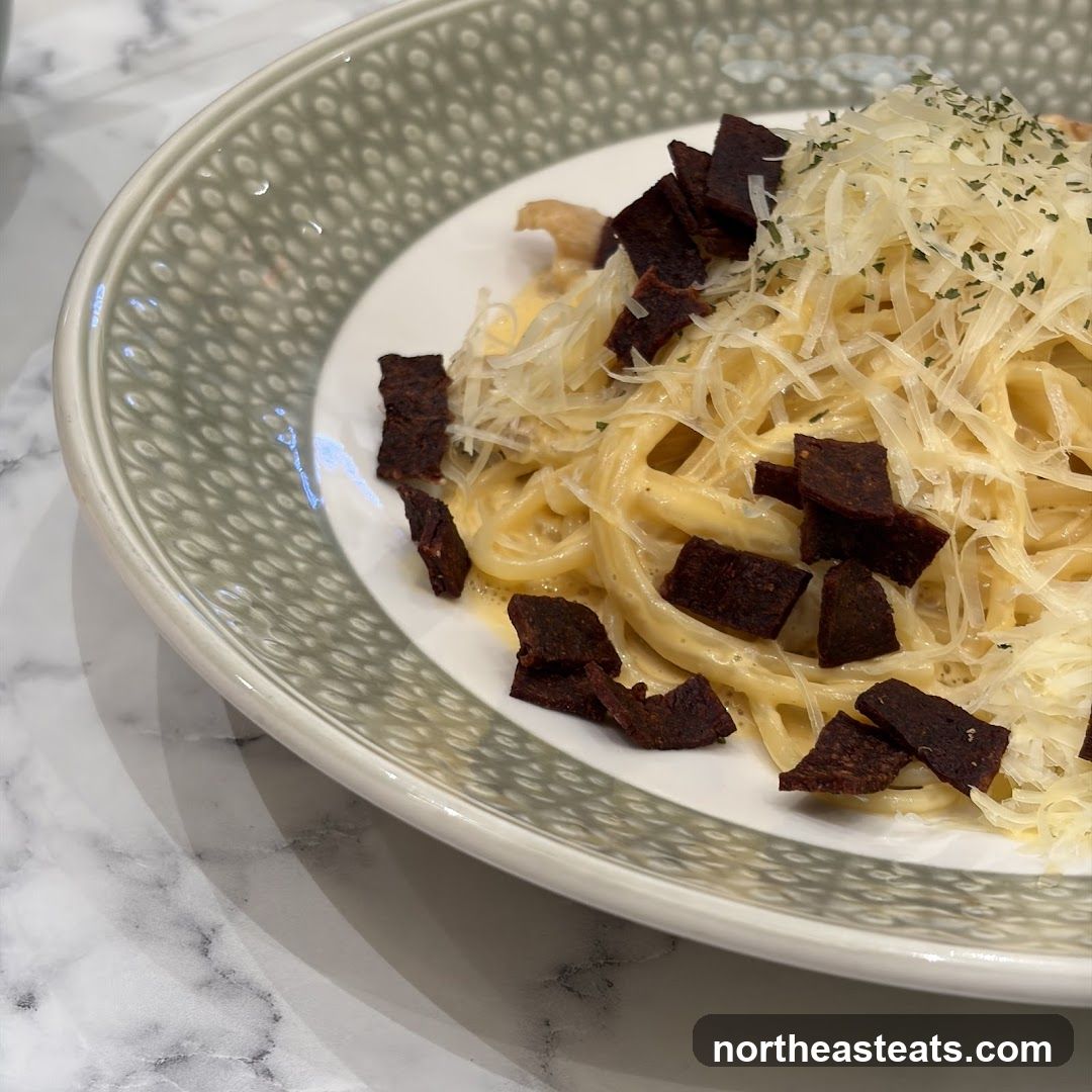Pasta dish with cheese and meat