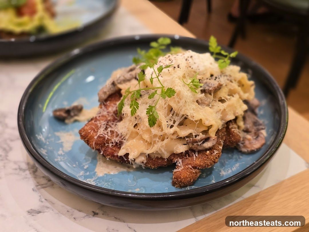 Schnitzel with Pasta and Mushrooms