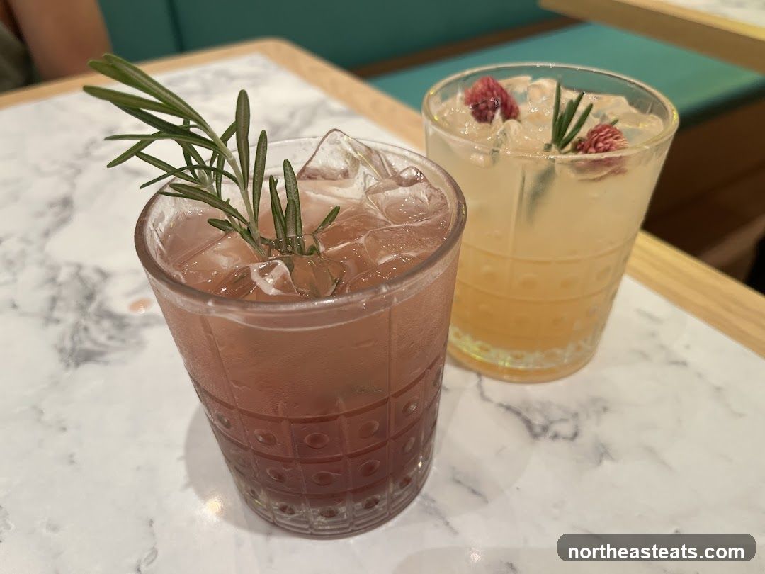 Two Cocktails on a Marble Table