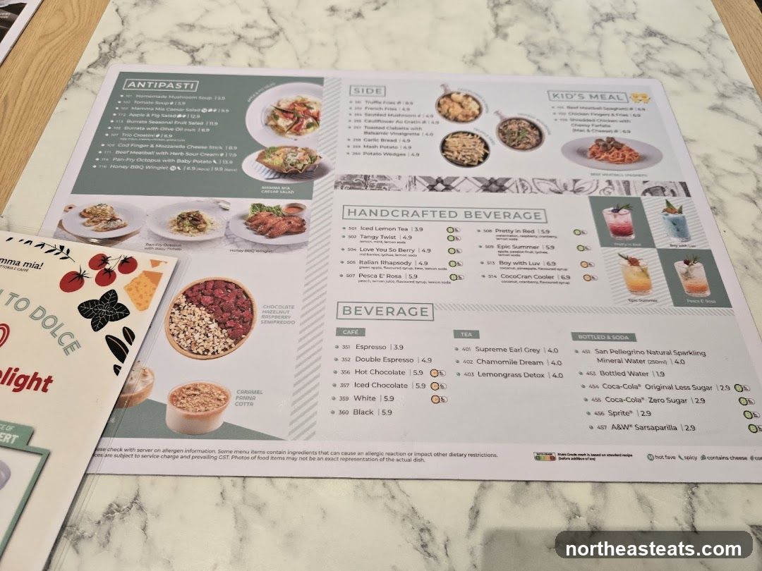 Mamma Mia Menu