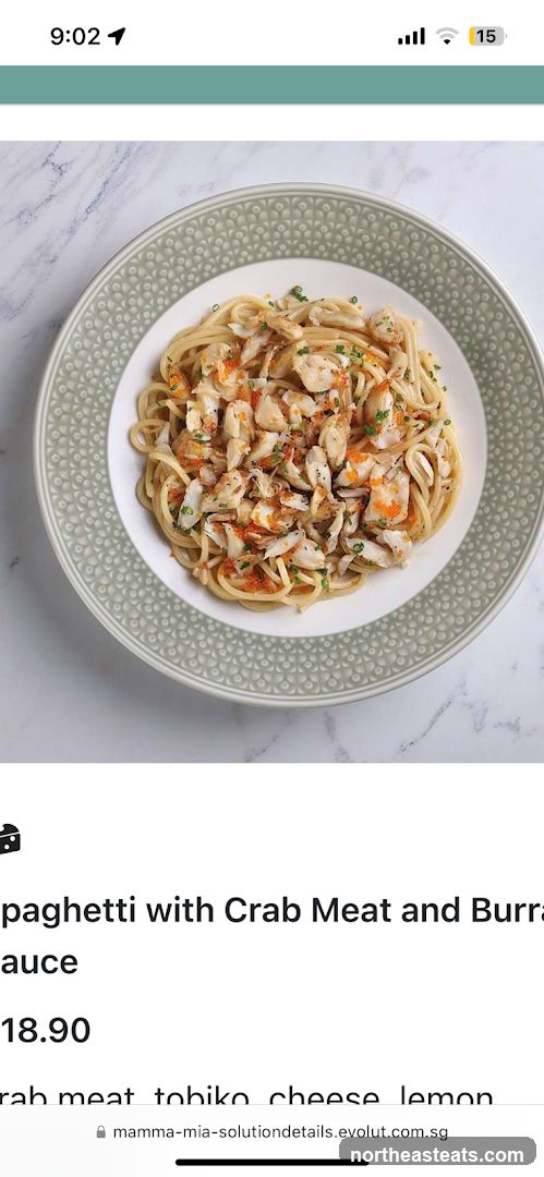 Spaghetti with Crab Meat and Burrata Sauce