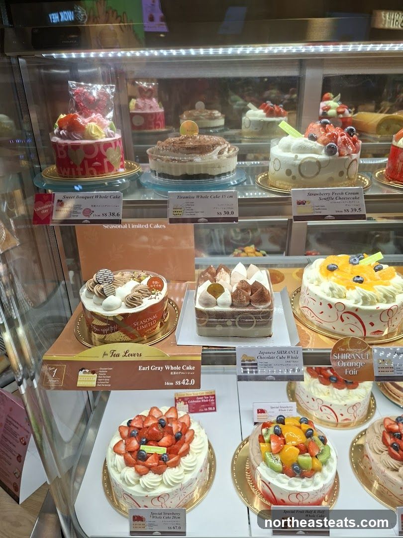 Cakes in a Display Case