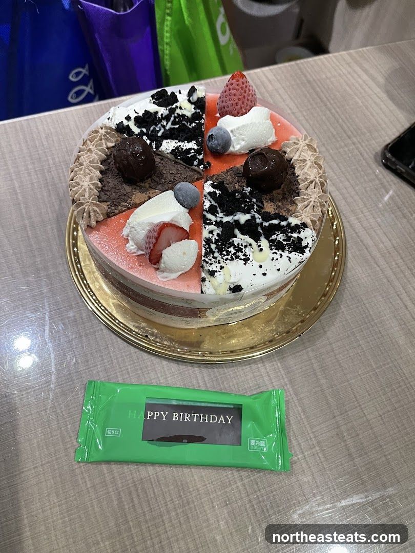 Birthday Cake with Chocolate and Fruit