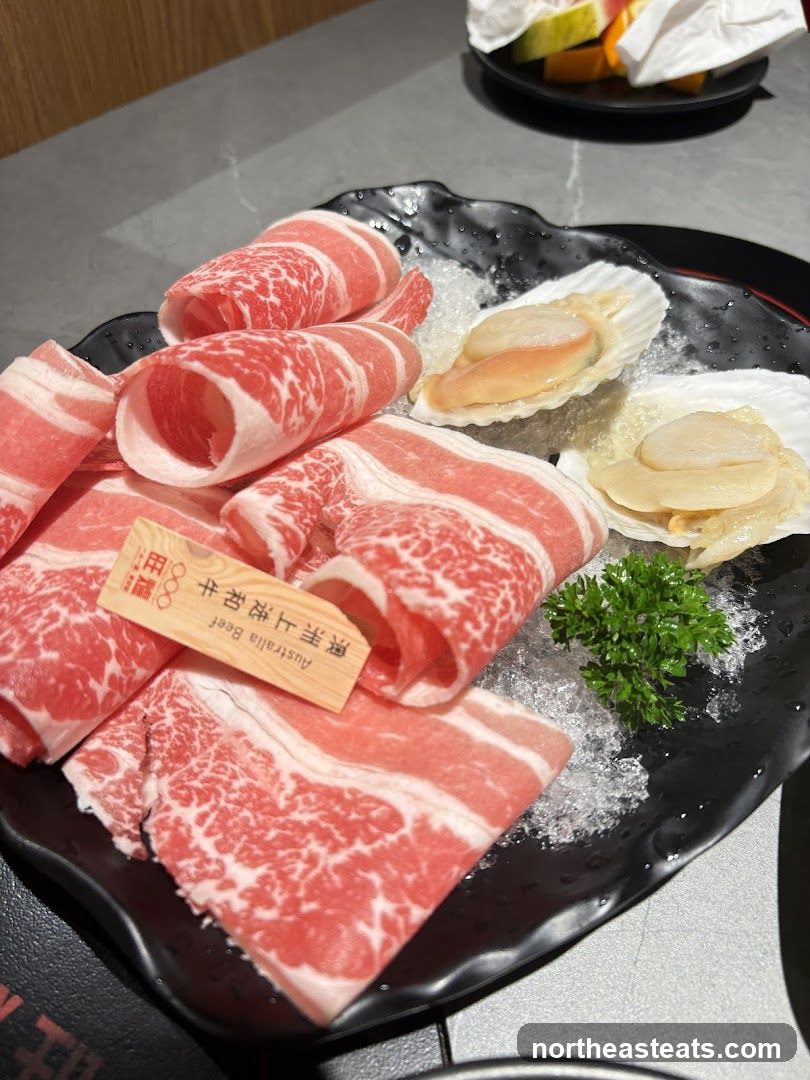 Thinly Sliced Beef and Scallops