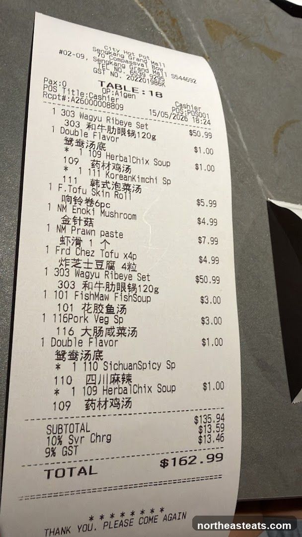 City Hot Pot Receipt