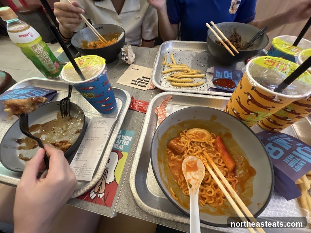 Table with food and drinks
