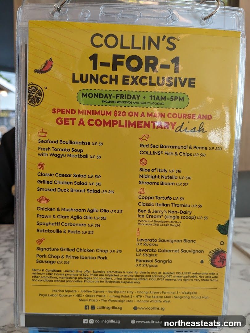 COLLIN'S 1-FOR-1 LUNCH EXCLUSIVE