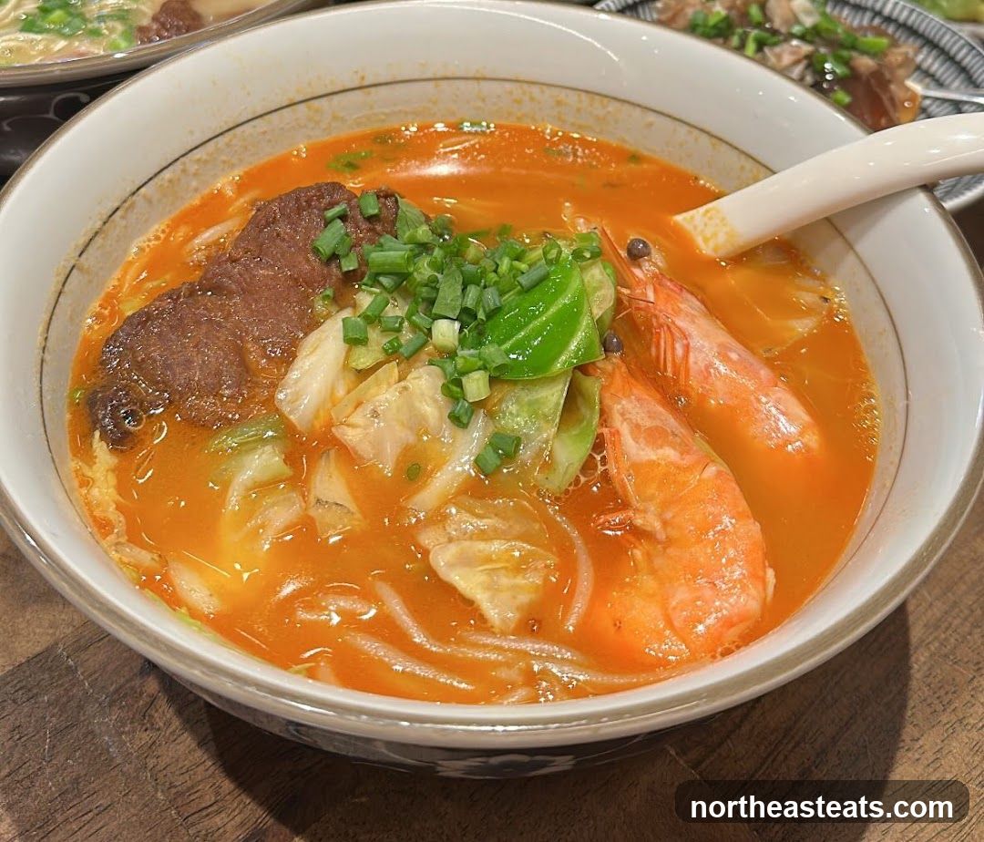 Spicy Noodle Soup with Shrimp and Beef