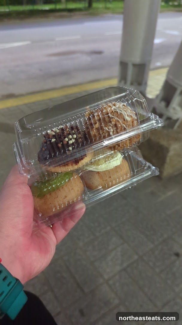 Pastries in a clear container