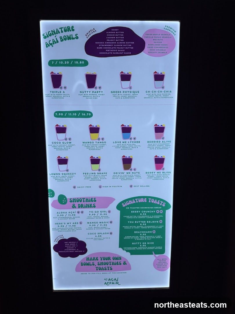 AÇAI AFFAIR Menu