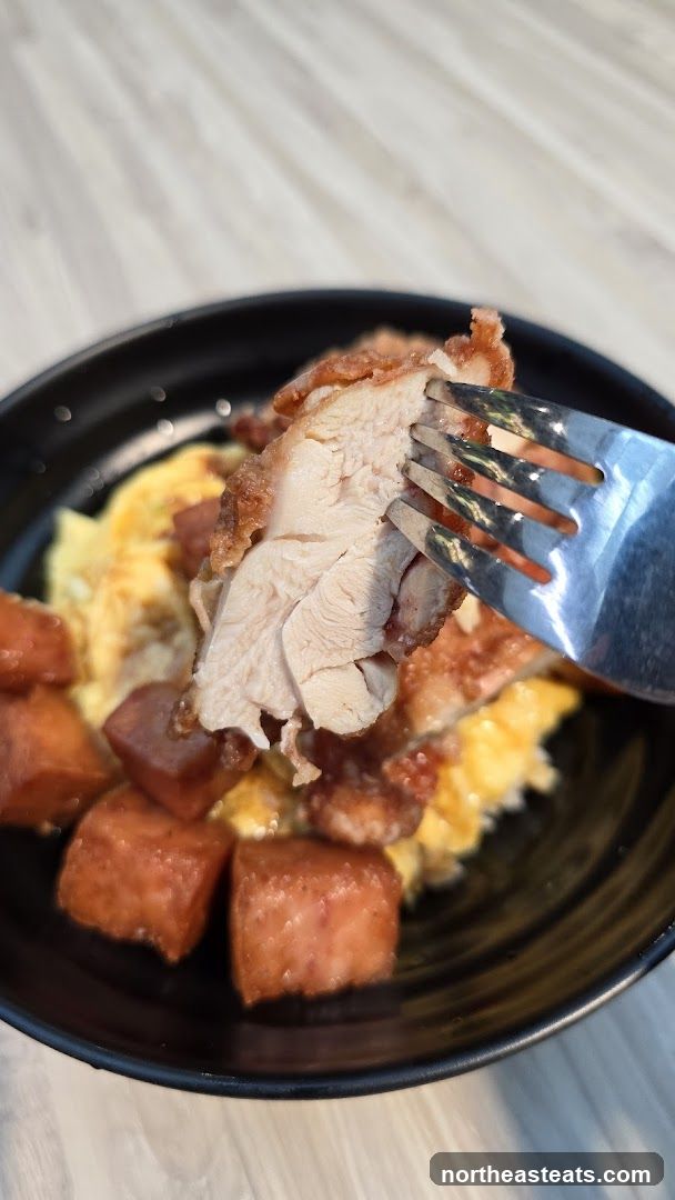 Fried Chicken and Spam with Scrambled Eggs