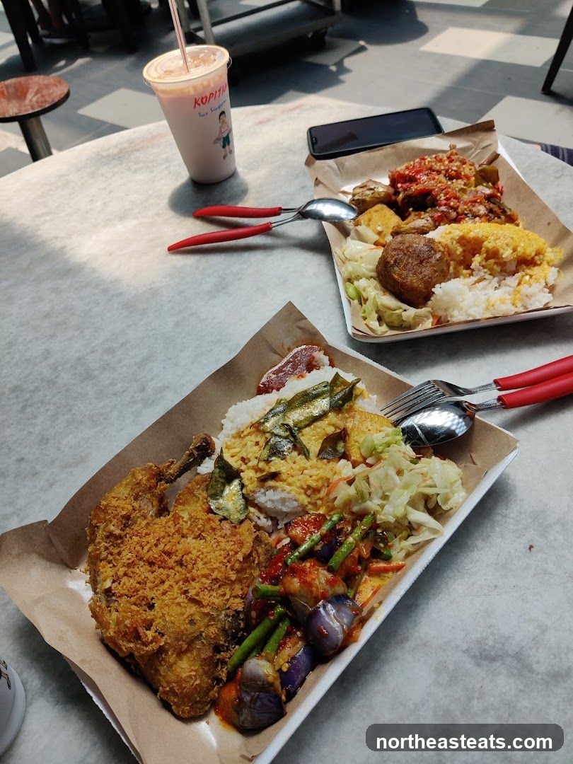 Two plates of food and a drink
