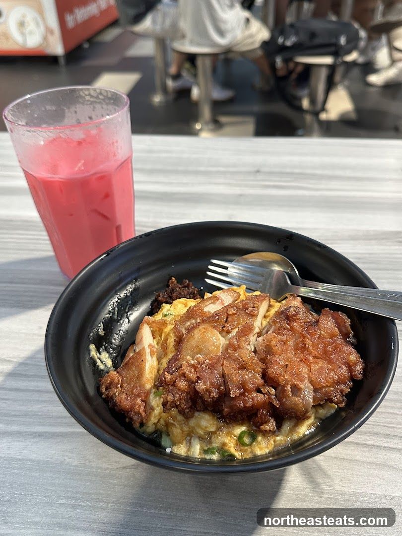 Fried Chicken Rice Bowl and Pink Drink