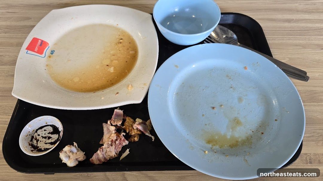 Dirty Plates and Food Scraps on Tray