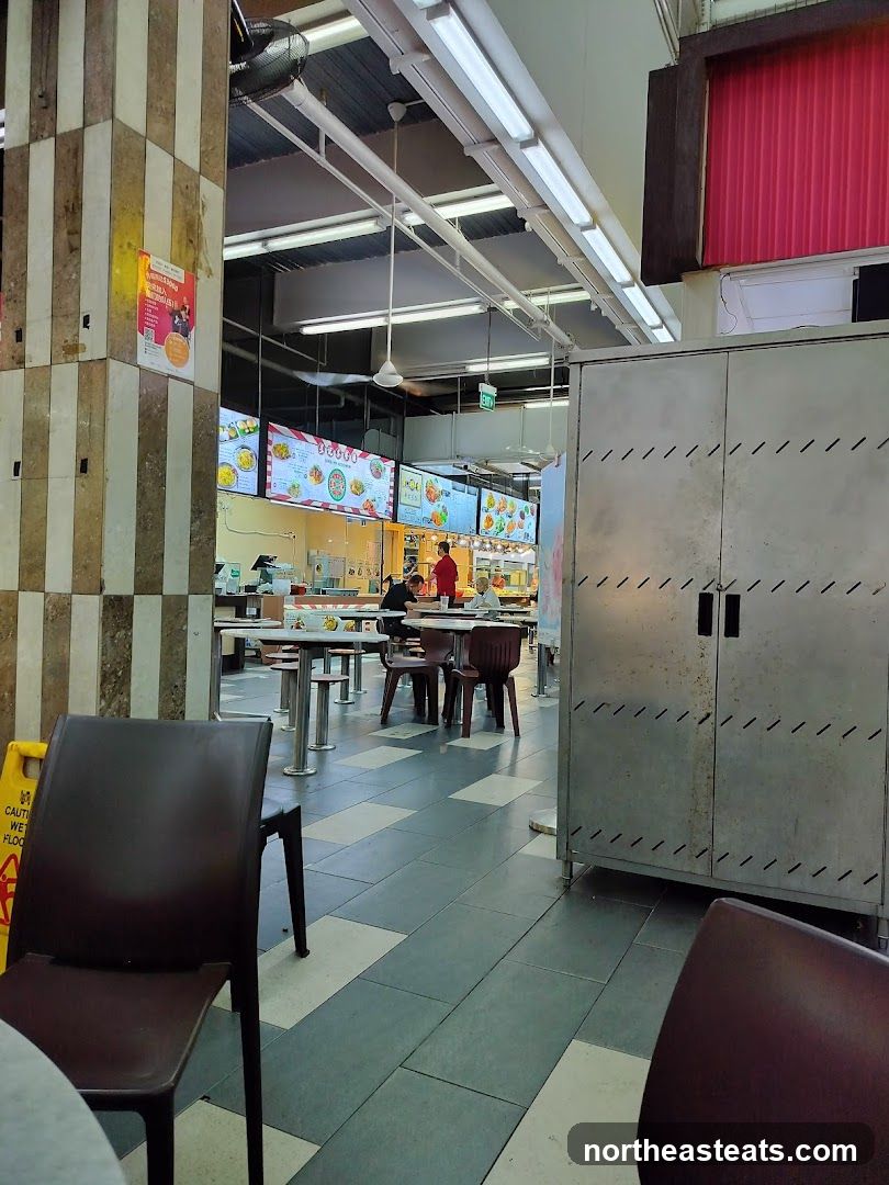 Food court interior with menu boards