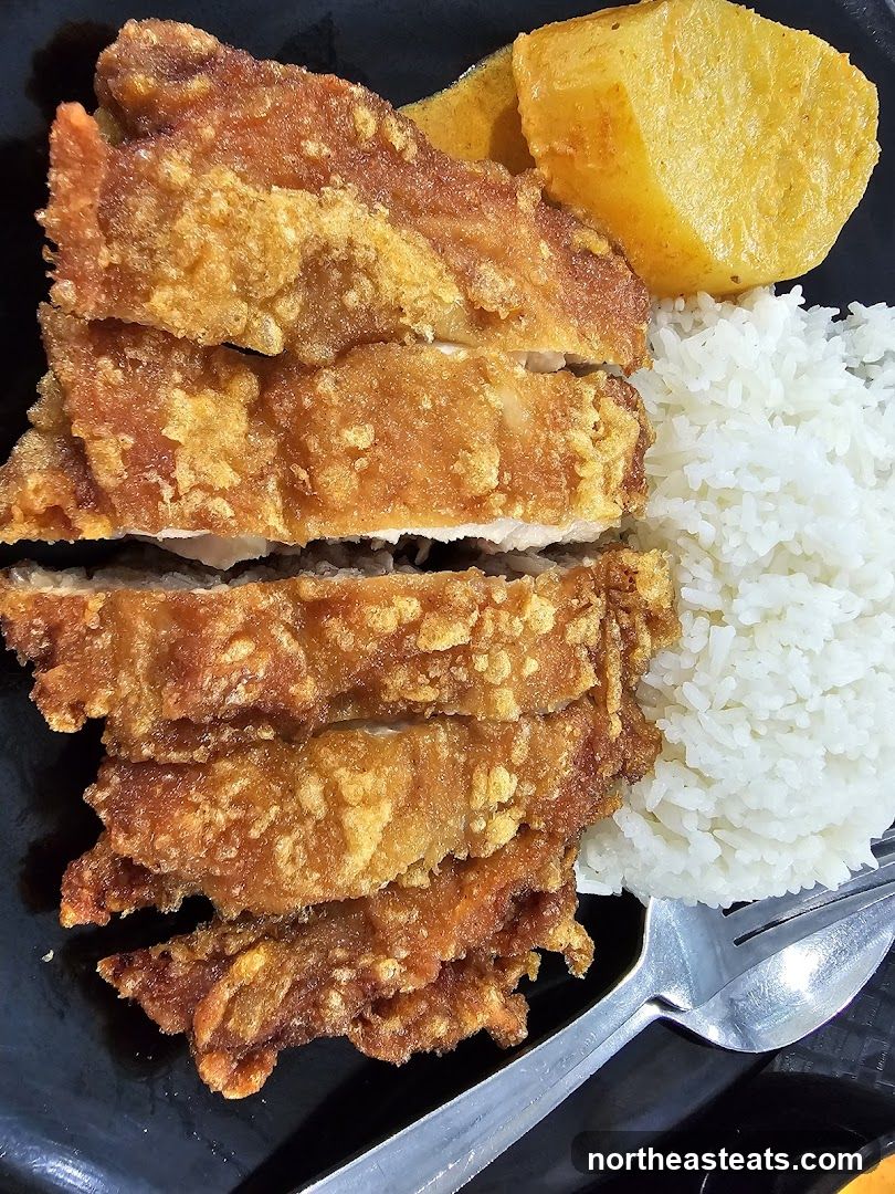 Fried Chicken with Rice and Potatoes