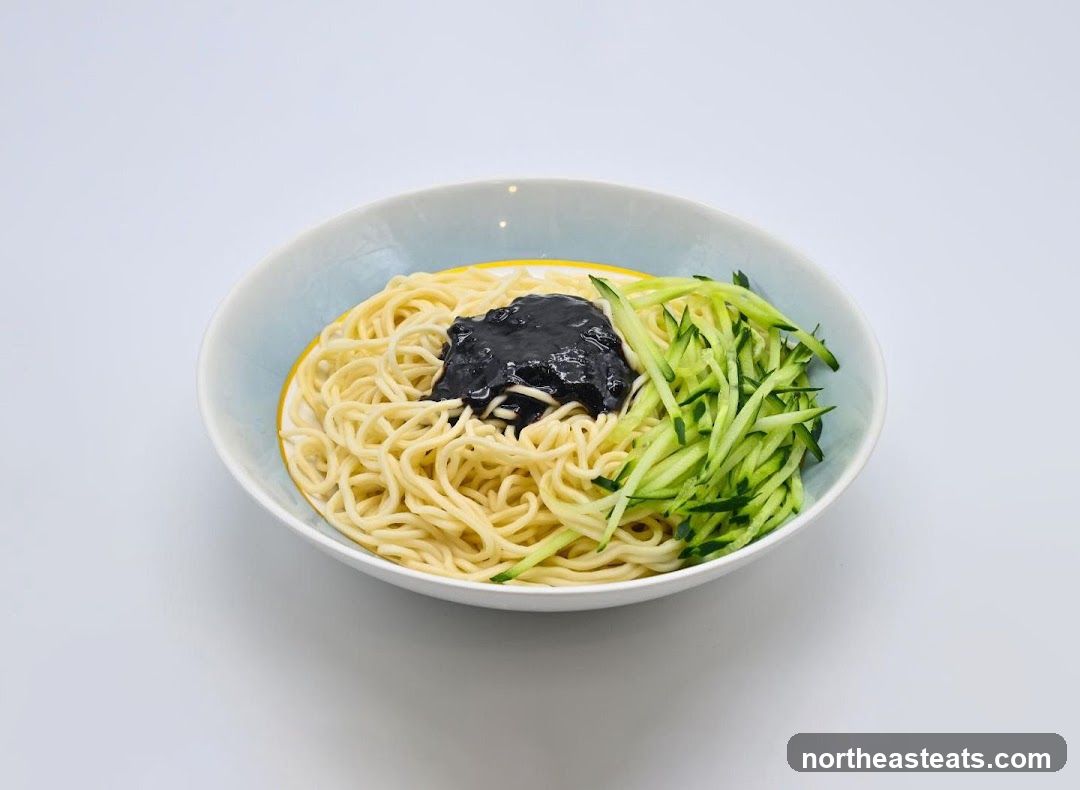 Noodles with Black Bean Sauce and Cucumber