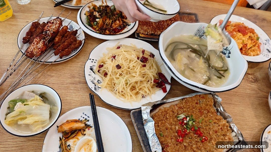 Various Dishes on a Wooden Table
