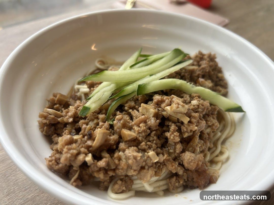 Noodles with Ground Meat and Cucumber