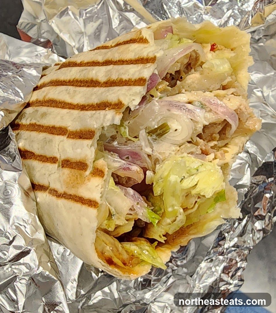Grilled Wrap with Lettuce and Onions