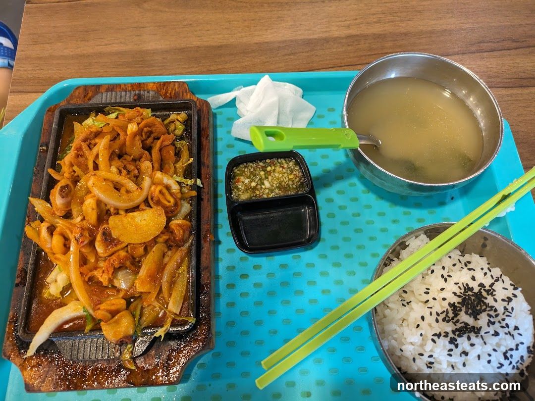Spicy Squid with Rice and Soup