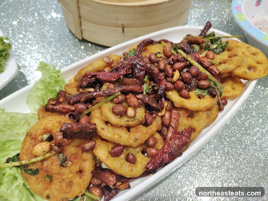 Spicy Fried Lotus Root with Peanuts