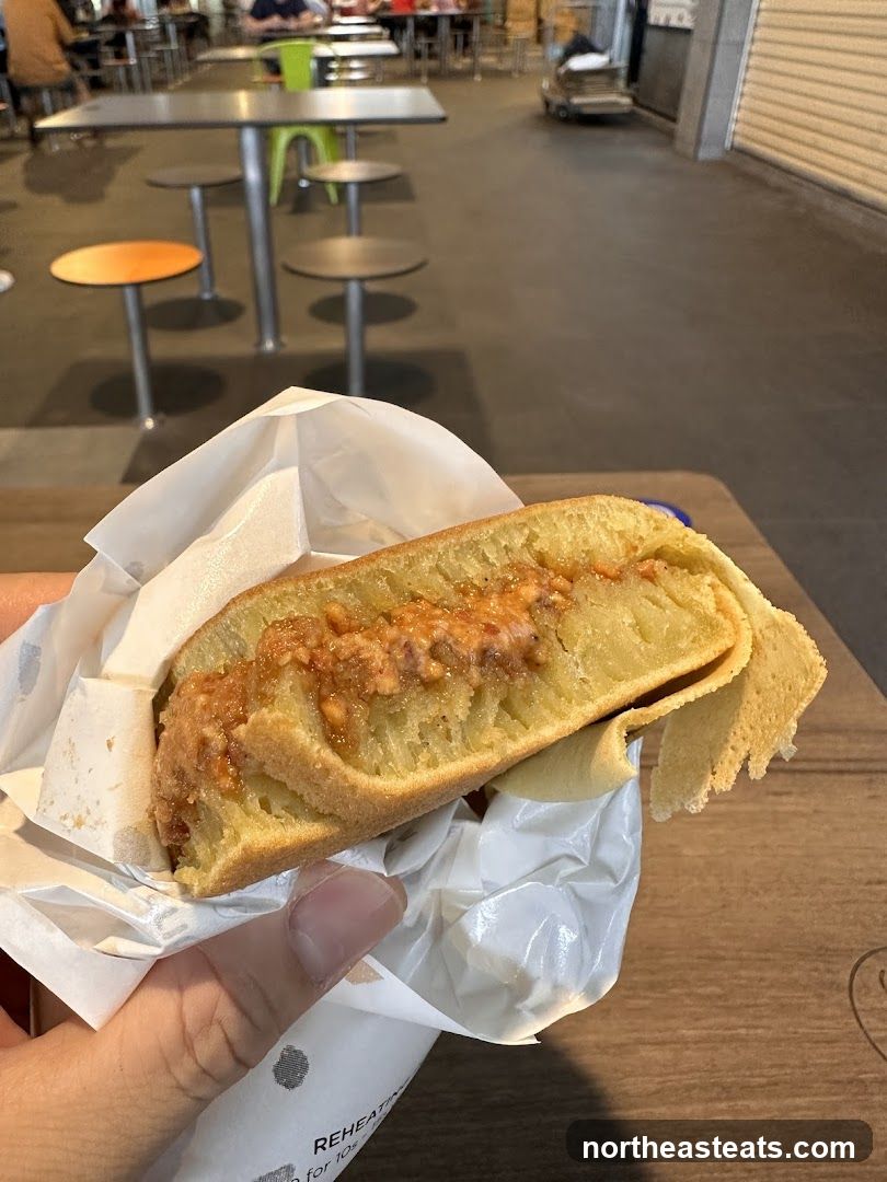 Close-up of a stuffed pancake