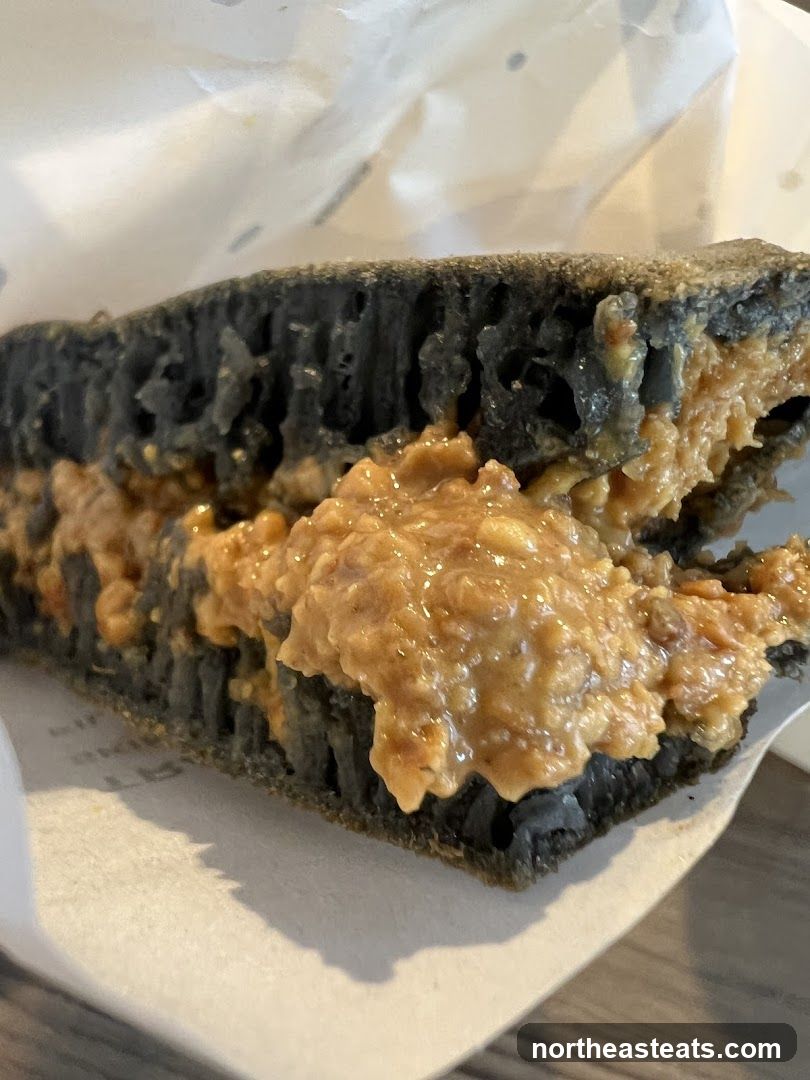 Peanut Butter Filled Charcoal Pancake