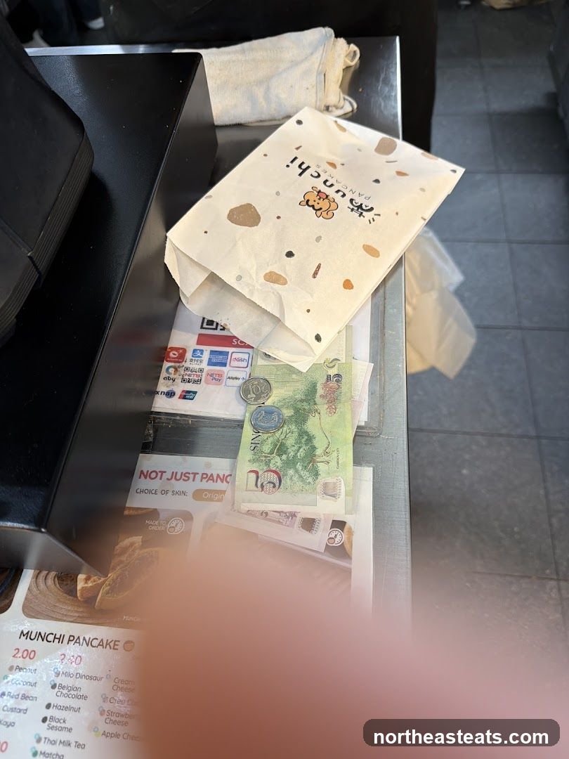 Counter with payment and menu