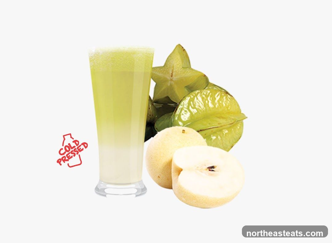 Cold Pressed Juice with Starfruit and Pear