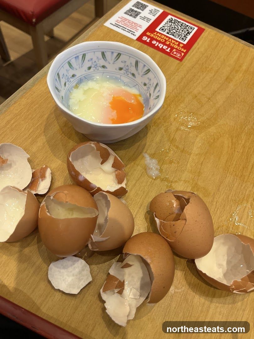 Soft-boiled eggs and shells