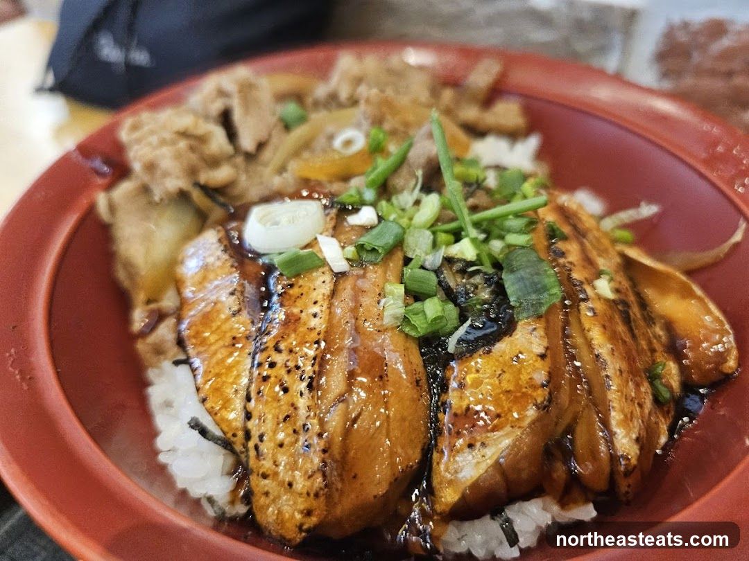 Teriyaki Salmon and Beef Bowl