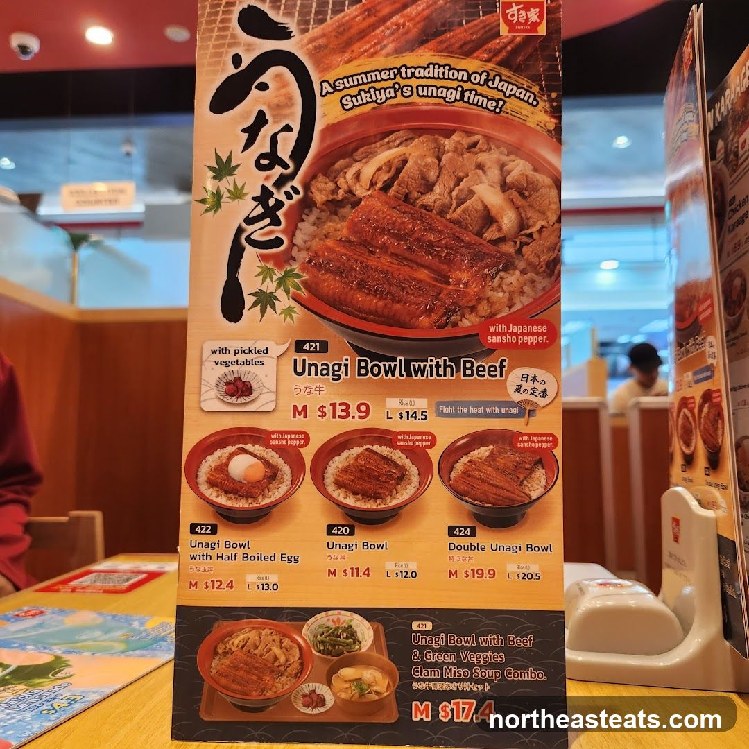 Sukiya Unagi Menu