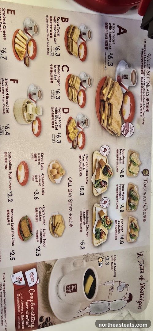 Ya Kun Kaya Toast Menu