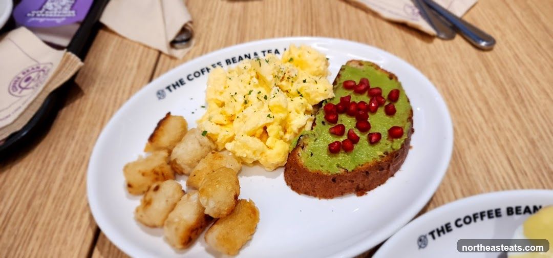 Avocado Toast with Scrambled Eggs and Tater Tots